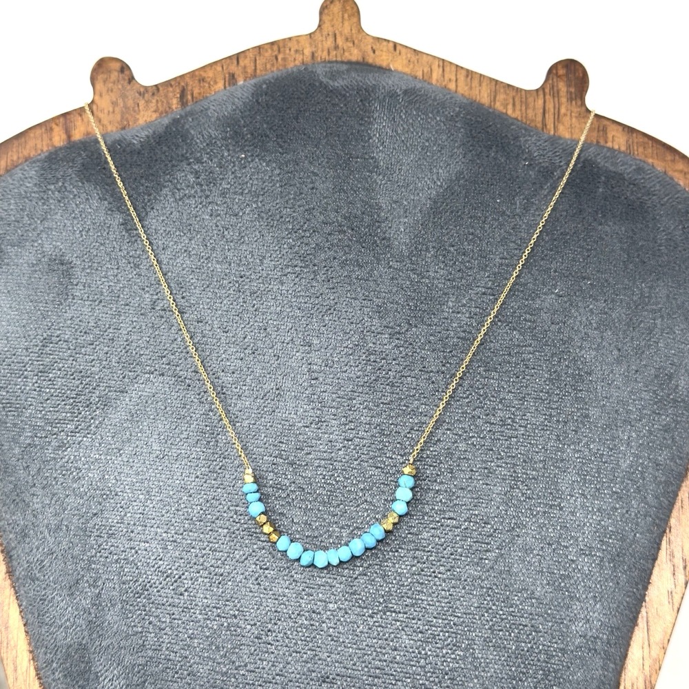 1/20 14K Gold Filled 15" Necklace with Turquoise Colored Stones Southwest 2.12g